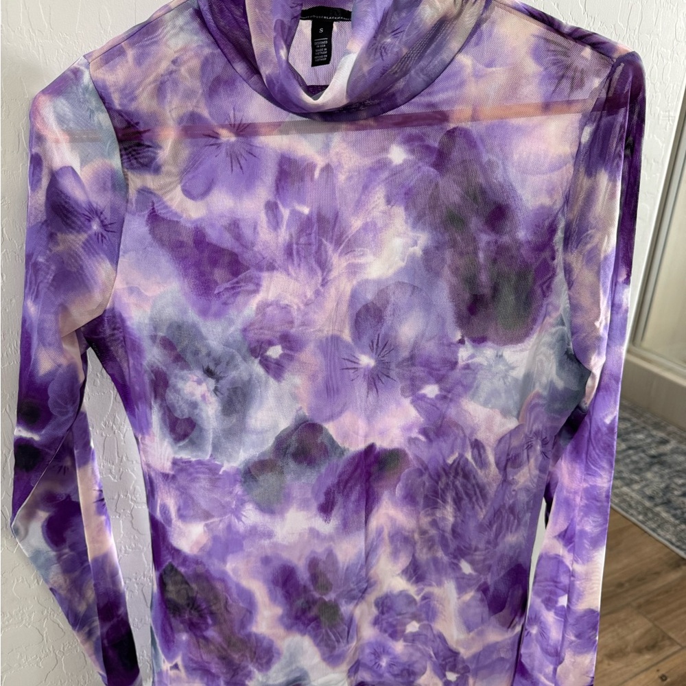 White House Black Market Sheer Floral Purple Mesh Top- Moving Sale!!
